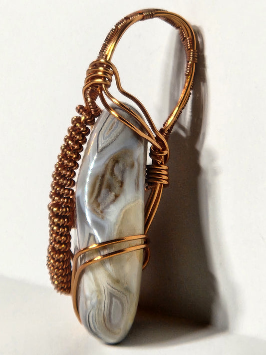 Banded Agate Wire Wrapped Pendant