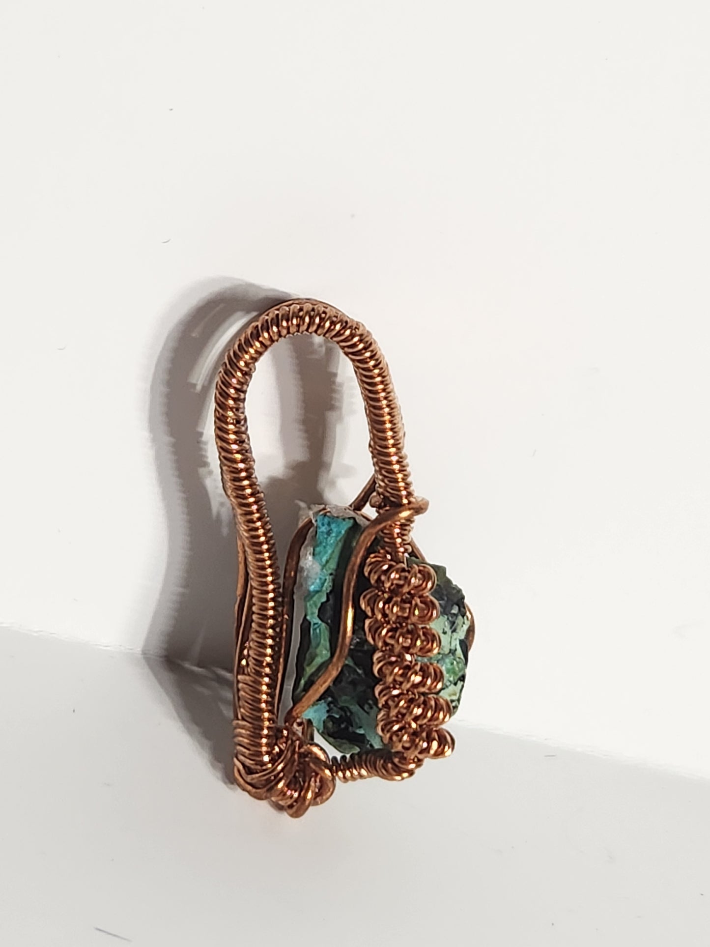 Chrysocolla Wire Wrapped Copper Pendant
