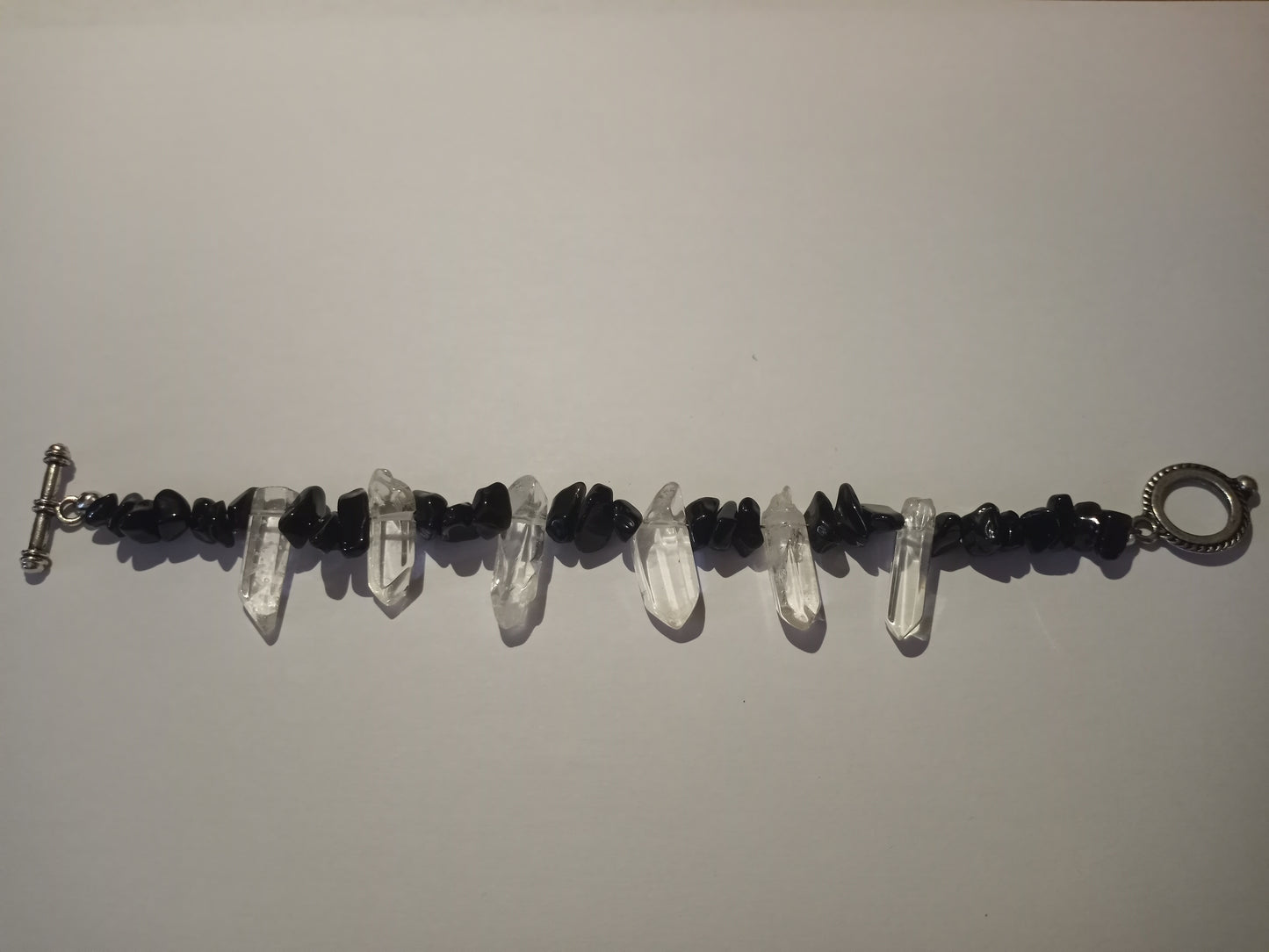 Quartz and Obsidian Bracelet