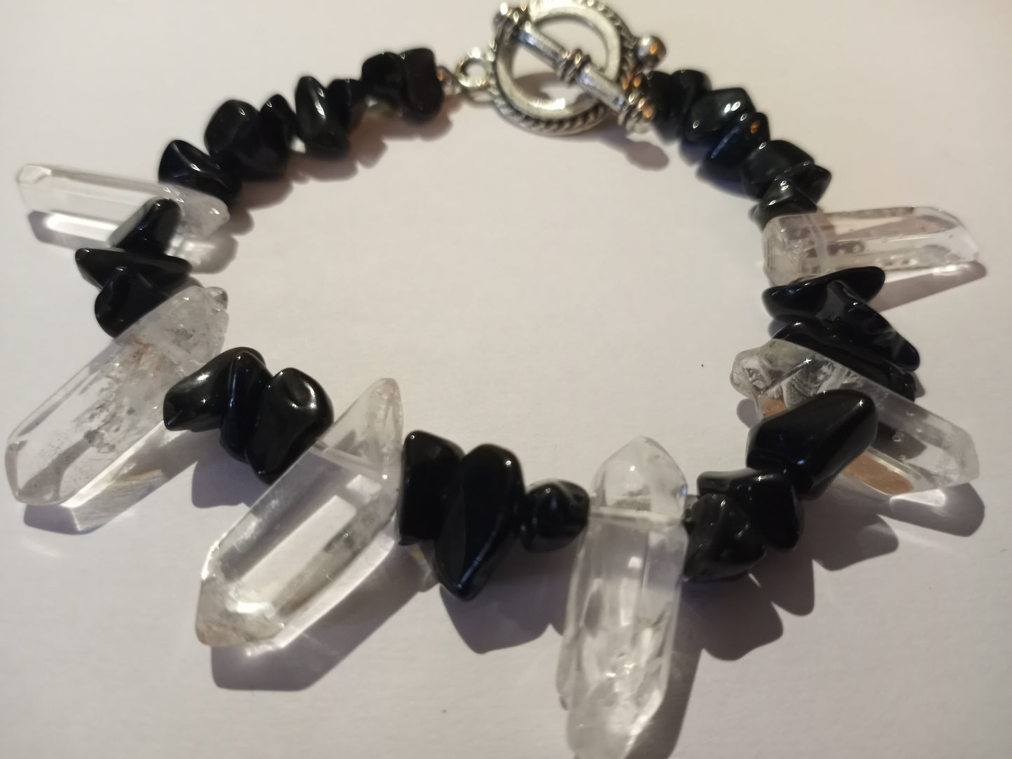 Quartz and Obsidian Bracelet