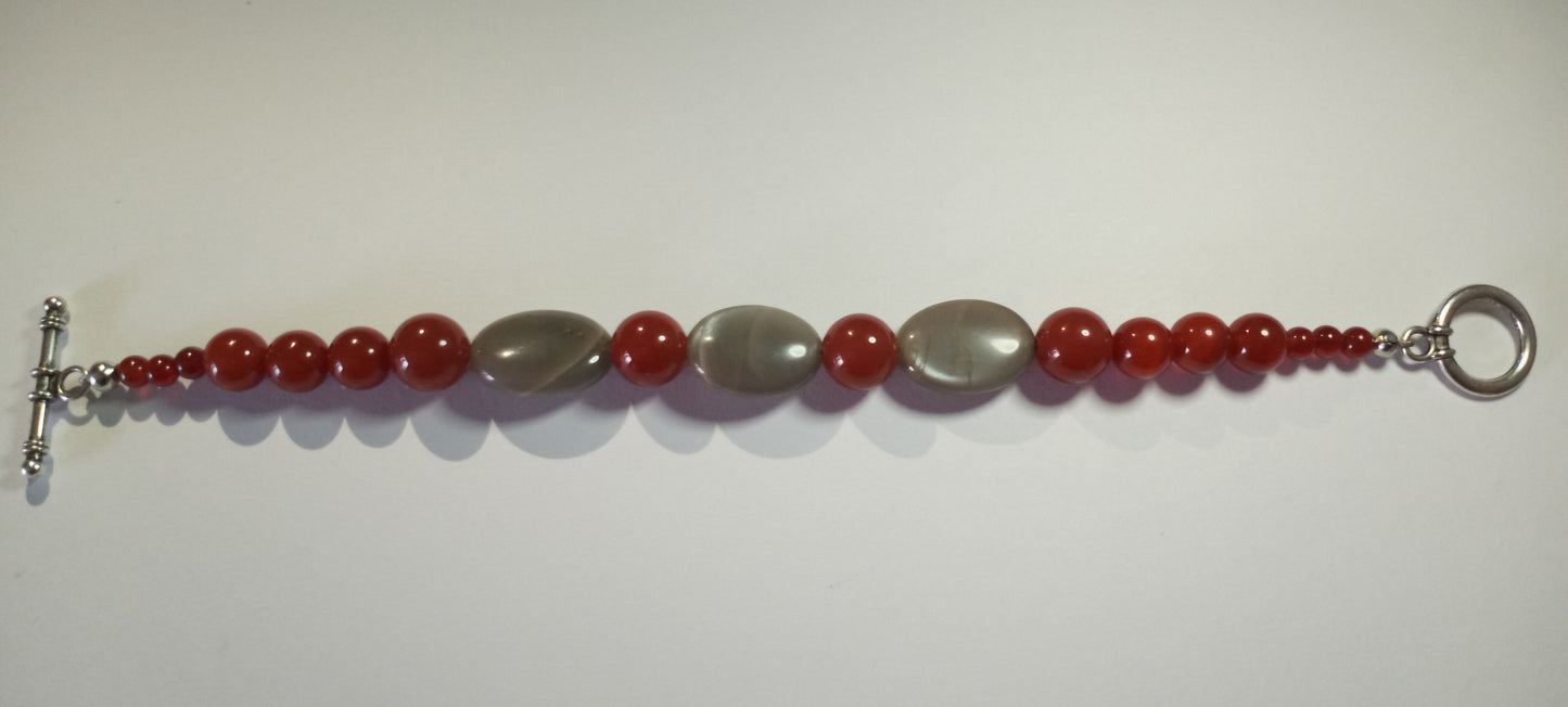 Moonstone and Carnelian Bracelet