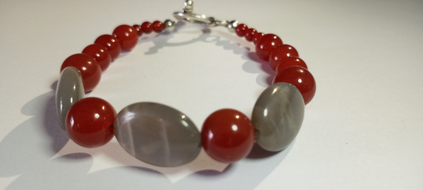 Moonstone and Carnelian Bracelet