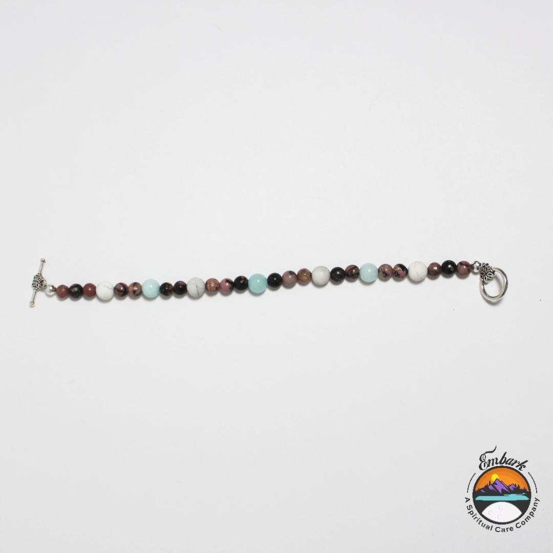 Rhodonite, Aquamarine & Howlite Bracelet