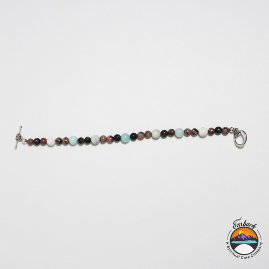 Rhodonite, Aquamarine & Howlite Bracelet