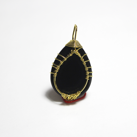 Oval Tree Black Jasper Pendant