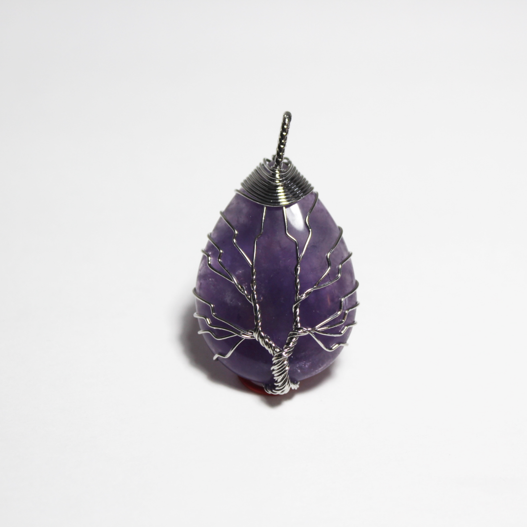 Oval Tree Amethyst Pendant
