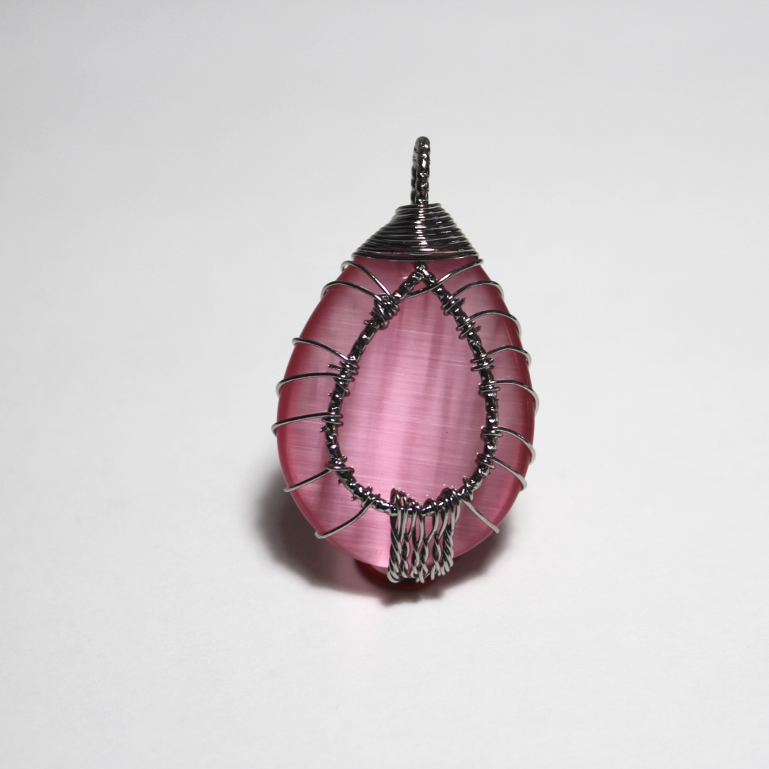 Oval Tree Rose Quartz Pendant