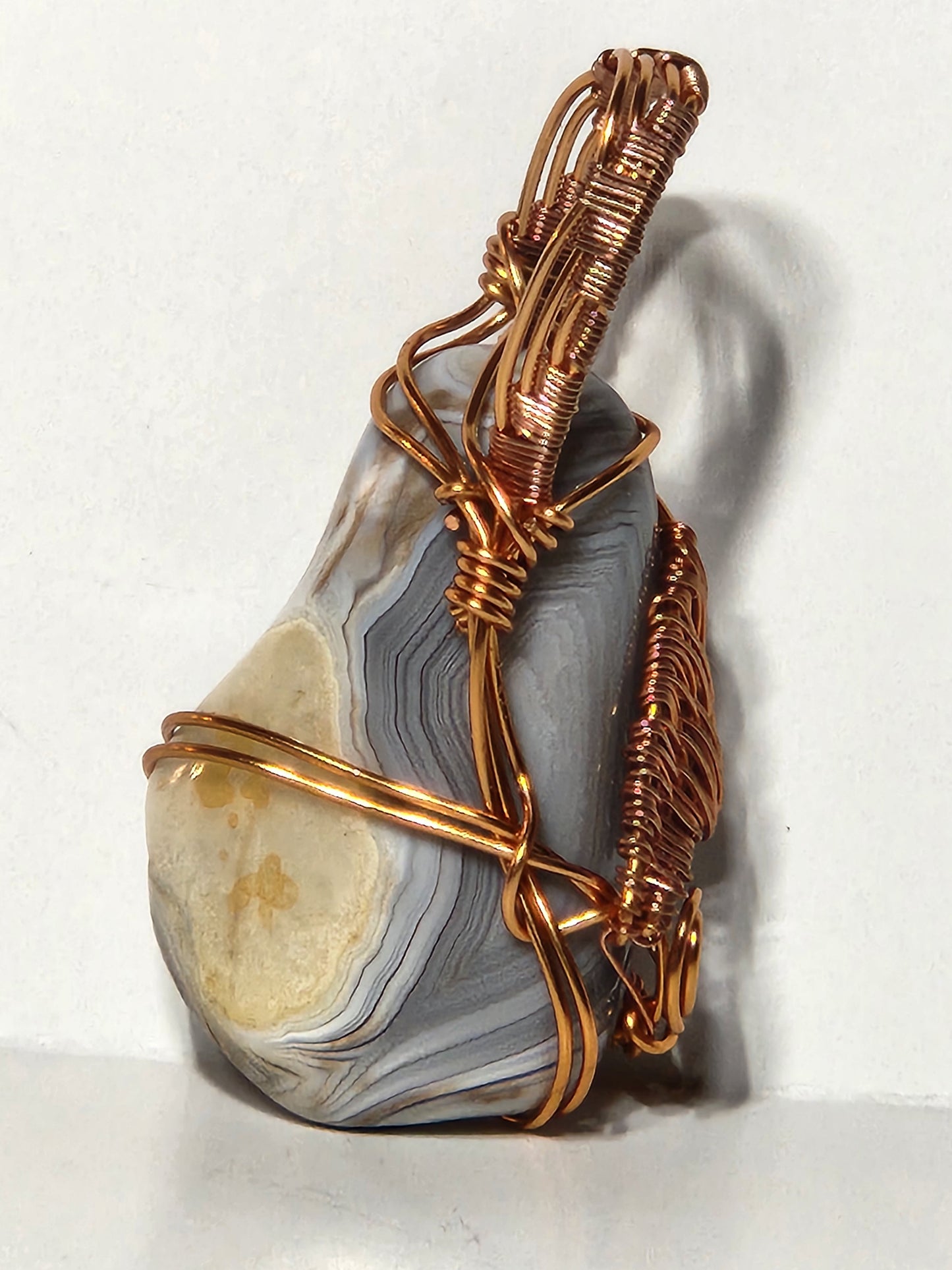 Banded Agate Wire Wrapped Pendant