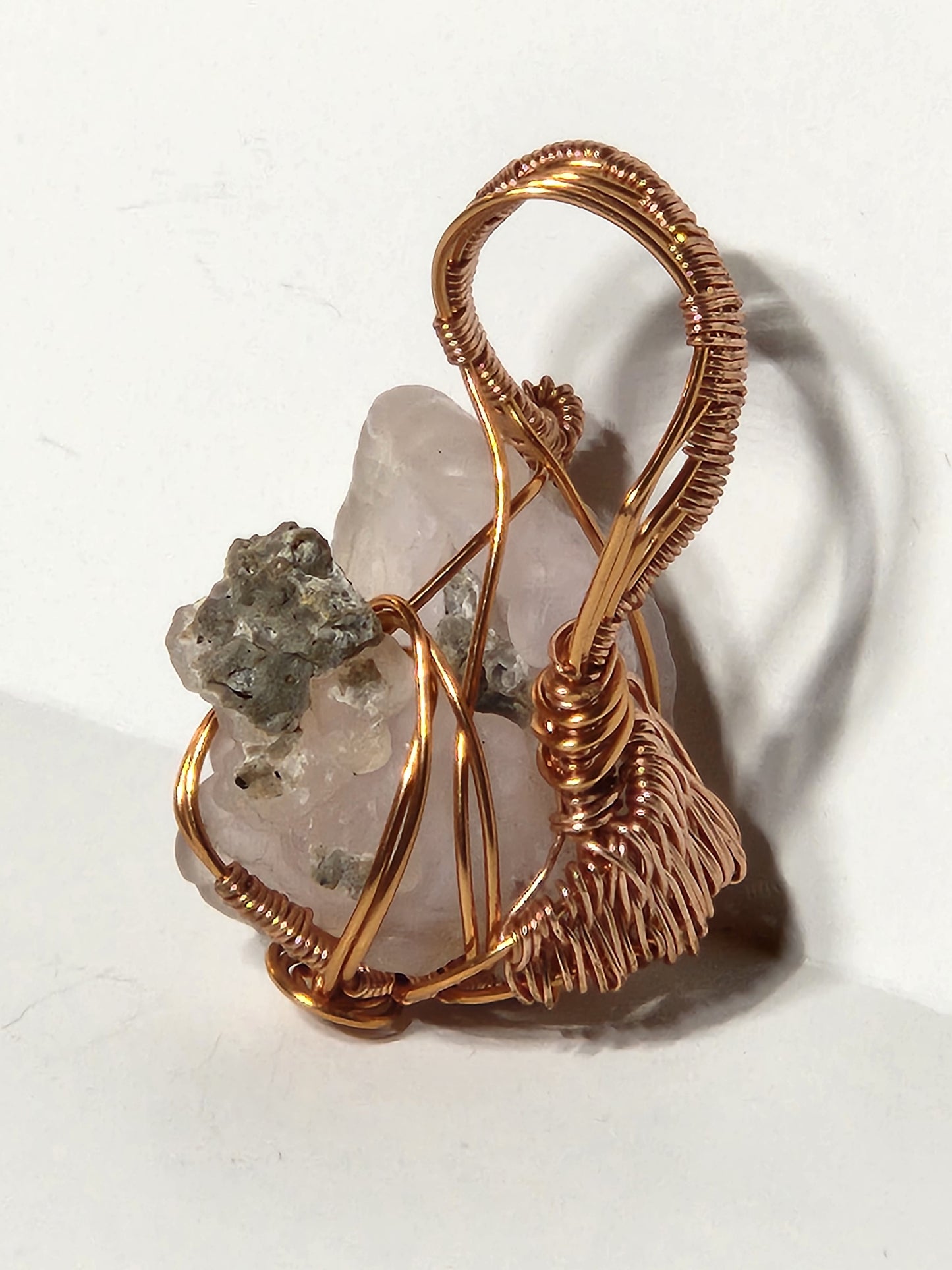 Beryl Aquamarine Wire Wrapped Copper Pendant