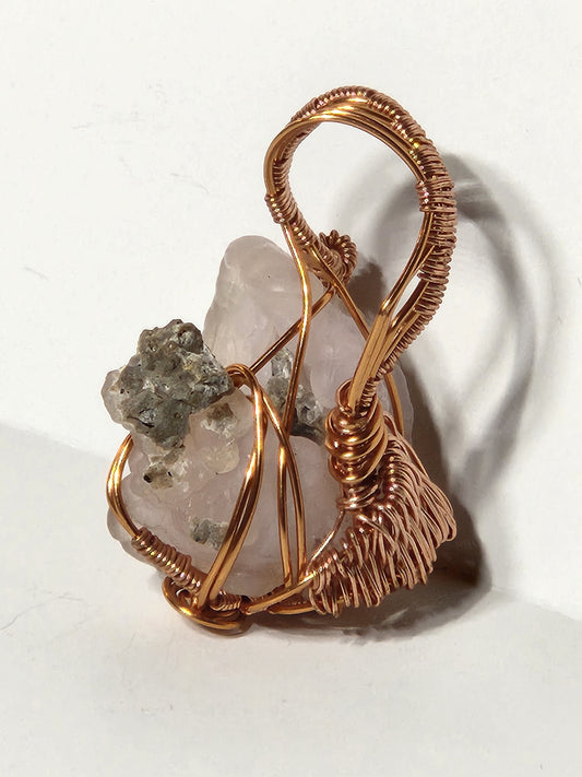 Beryl Aquamarine Wire Wrapped Copper Pendant