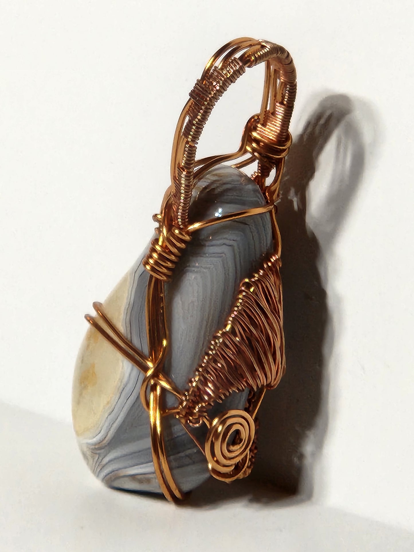 Banded Agate Wire Wrapped Pendant