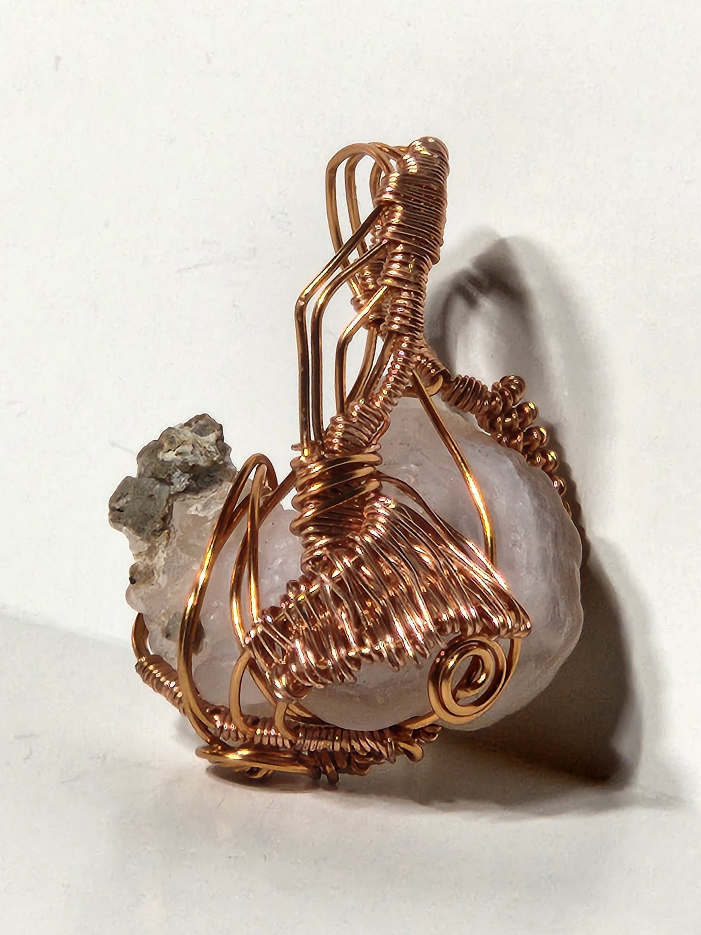 Beryl Aquamarine Wire Wrapped Copper Pendant