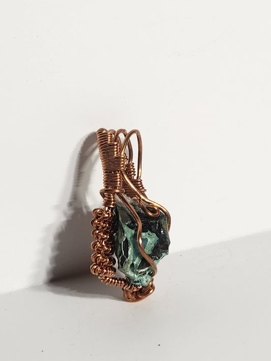 Chrysocolla Wire Wrapped Copper Pendant