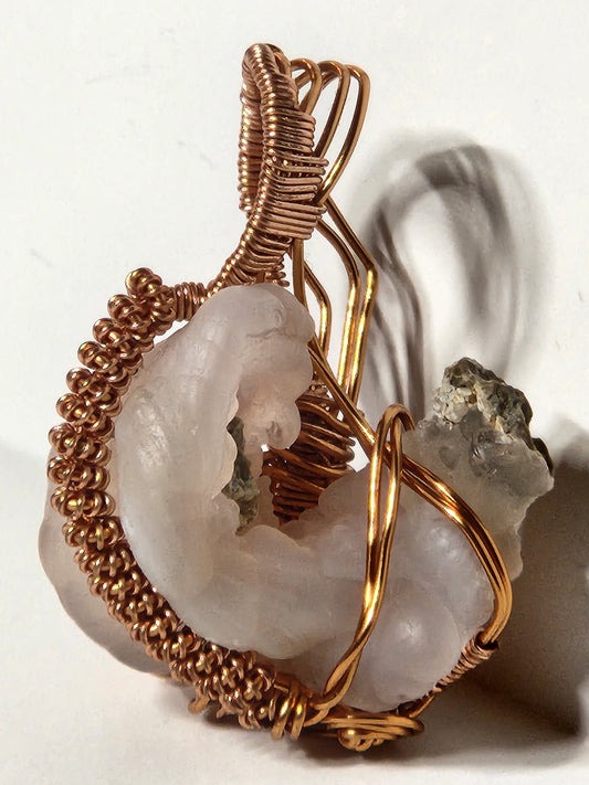 Beryl Aquamarine Wire Wrapped Copper Pendant