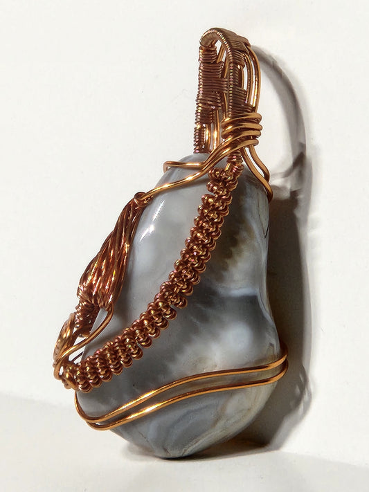 Banded Agate Wire Wrapped Pendant