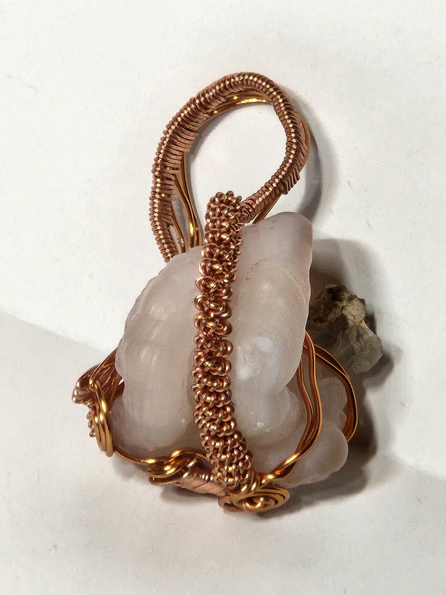 Beryl Aquamarine Wire Wrapped Copper Pendant