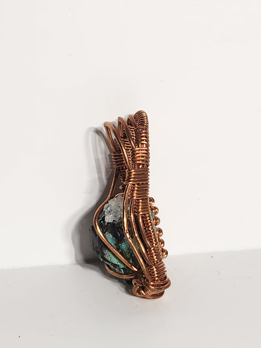 Chrysocolla Wire Wrapped Copper Pendant