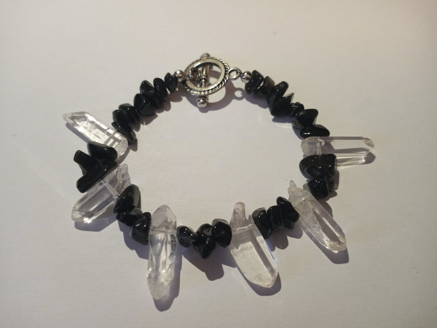 Quartz and Obsidian Bracelet