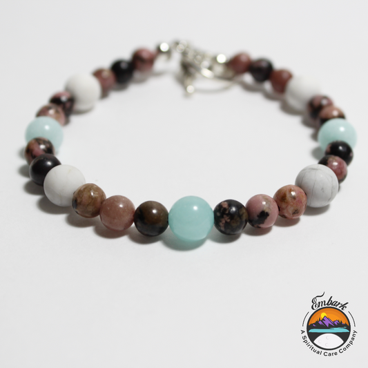 Rhodonite, Aquamarine & Howlite Bracelet