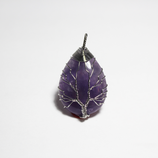 Oval Tree Amethyst Pendant