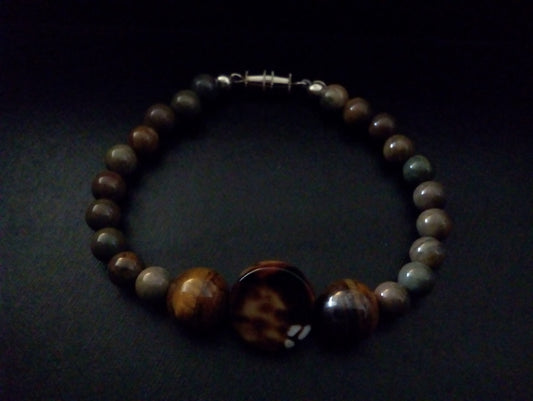 Firecracker Agate, Tiger's Eye and Jasper Bracelet